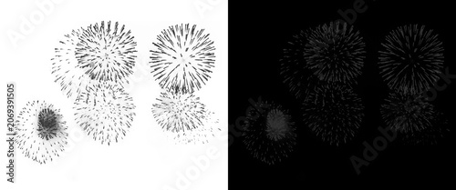 Cuadro en lienzo Microscopic virus cells on white and black background, medical illustration of s
