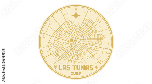 Photos Vintage circular city map of las tunas cuba