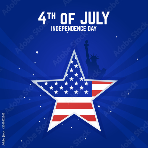 Happy 4th of July Independence Day USA 250th Anniversary 1776-2026 - blue patriotic background vector
