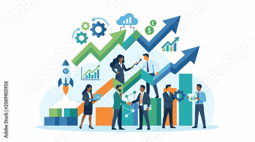 Business professionals analyzing growth charts and graphs (1)