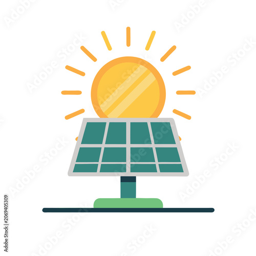 Clean Renewable Energy Solar Panel Icon Illustration