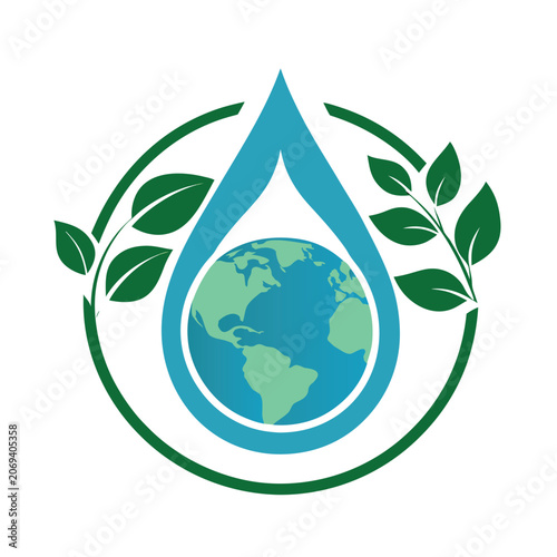 Water Conservation Drop Icon Eco Friendly Concept