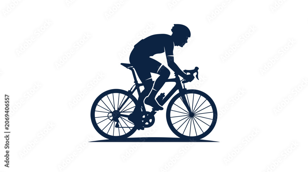Fototapeta premium Cyclist riding a road bike in profile silhouette