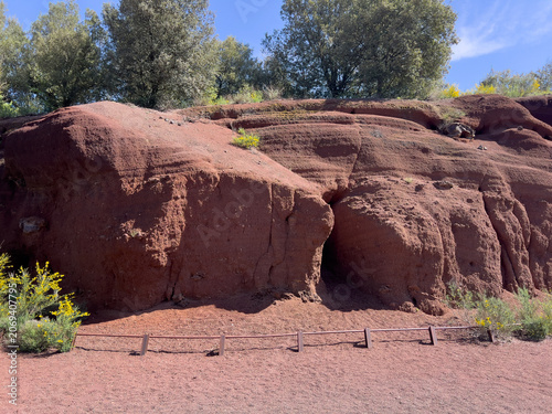 Volcanic rock formation in La Garrotxa Volcanic Zone Natural Park