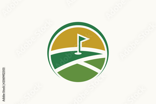 Golf Course Landscape Flag Fairway Circle Logo
