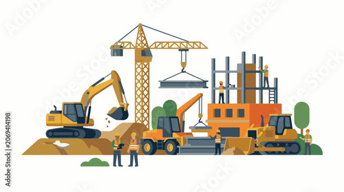 Construction site with workers and heavy machinery (3)