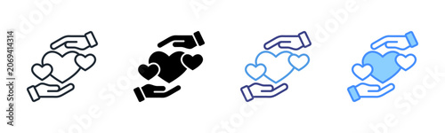 Obraz na plátne Kindness Icon Set Multiple Style Collection