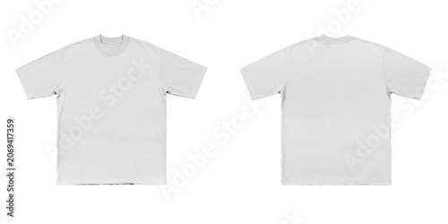 Fotografie Blank Oversized White T Shirt Mockup Set Front and Back View