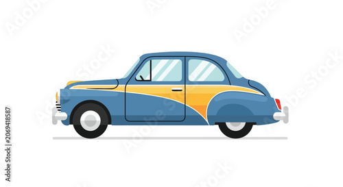 Schilderij op canvas Vintage automobile vector illustration with two tone paint and rounded features