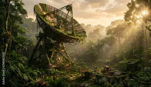 satellite dishes in the forest