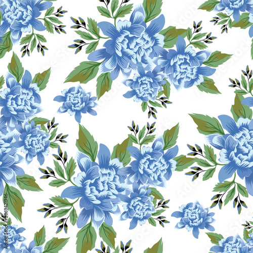 Seamless floral pattern, ditsy flower pattern, fabric print in vintage style on light beige background, timeless floral, small ditsy flower. Surface design for home textile, wallpaper pattern, fabric,