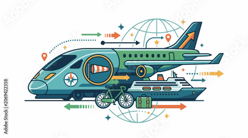 A stylized illustration of various transportation modes (10)