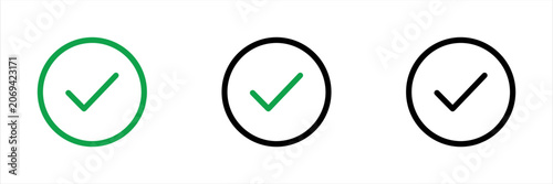 Checkmark icons inside circles in green and black outline style