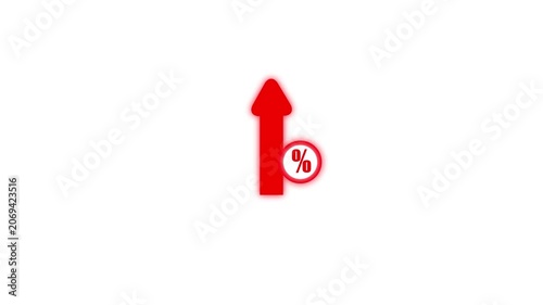 Interest rate increase concept. Businessman use up arrow with percentage symbols and upward arrows, symbolizing rising interest rates. financial growth, income, expenses 4k video animation.