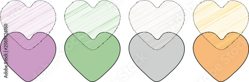 Photos A vector illustration featuring four distinct heart shapes arranged horizontally