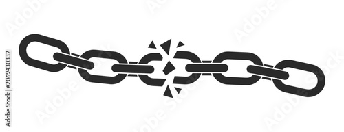 Foto Broken Chain Symbol: A strong chainlink with a central broken link, symbolizing separation or failure