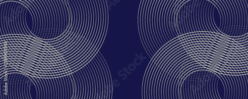 Foto abstract blue gold stripe line, geometric circle texture background, futuristic