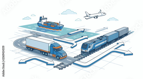 A stylized illustration of various transportation modes (6)
