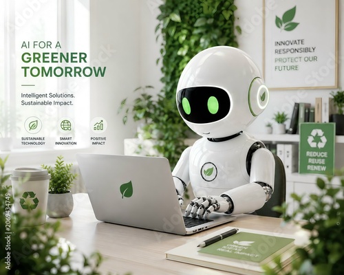 AI for a Greener Tomorrow – Sustainable Technology and Eco-Friendly Artificial Intelligence Concept