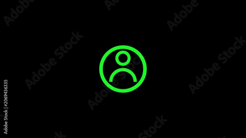 User people animation icon. outline round avatar pictogram profile icon.  simple user silhouette isolated on black background 4k.
