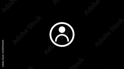 User people animation icon. outline round avatar pictogram profile icon.  simple user silhouette isolated on black background 4k.