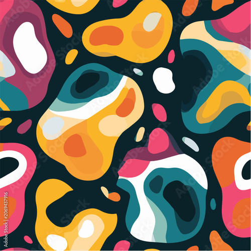 Modern abstract seamless pattern, flat vector illustration, playful colors