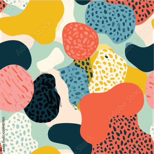 Modern abstract seamless pattern, flat vector illustration, playful colors