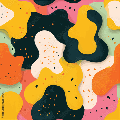 Modern abstract seamless pattern, flat vector illustration, playful colors