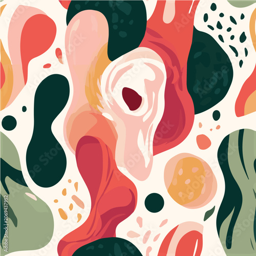 Modern abstract seamless pattern, flat vector illustration, playful colors