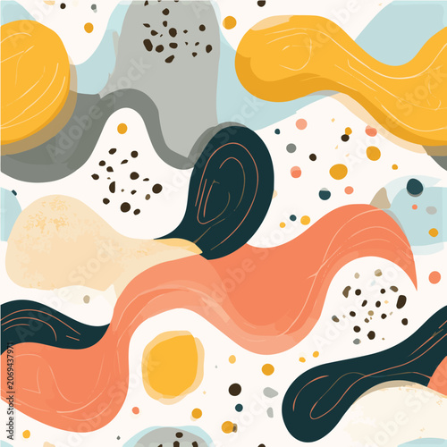 Modern abstract seamless pattern, flat vector illustration, playful colors
