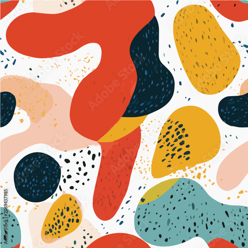 Modern abstract seamless pattern, flat vector illustration, playful colors