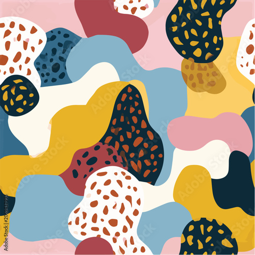 Modern abstract seamless pattern, flat vector illustration, playful colors