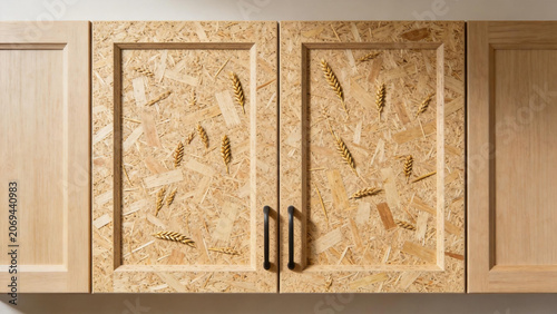 Wooden cabinet doors with wheat decoration