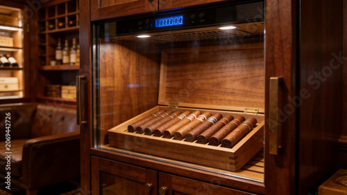 Luxury Cigar Humidor with Wooden Display