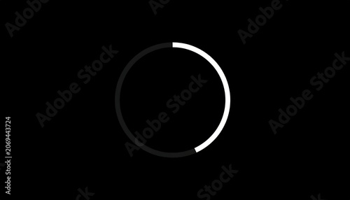 Incomplete white circle on black background.