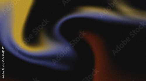 Elegant abstract dark background featuring flowing golden yellow, deep blue, and warm orange gradients with smooth swirling motion and subtle grain texture