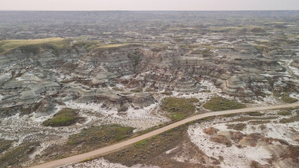 Aerial view of Dinosaurs Provincial Park in Alberta, Canada