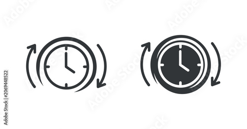 Bild auf Leinwand Clock With Circular Arrows Icon Black Silhouette Style