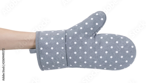 Stylish and practical gray polka dot oven mitt for safe cooking and baking needs transparent background