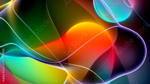 Foto 3d render of abstract art with surreal rubber band stripes in curved, wavy organ