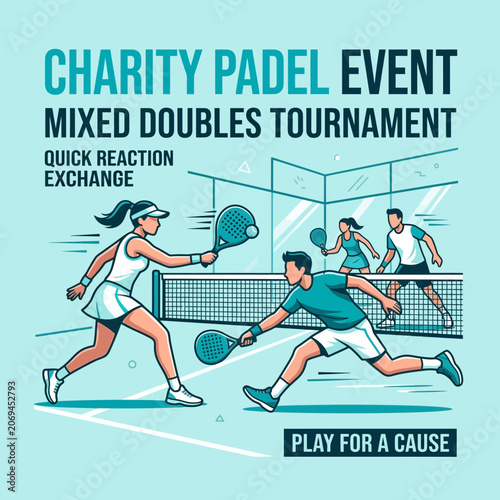 Active Charity Padel Event Mixed Doubles Tournament For A Cause Illustration