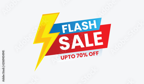 Vibrant flash sale banner with lightning bolt and colorful text on vector