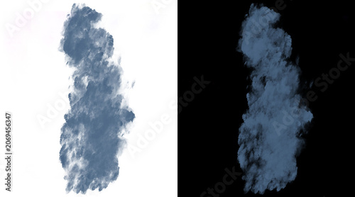 Bild auf Leinwand Atmospheric blue smoke plume on white and black background, ethereal vapor cloud