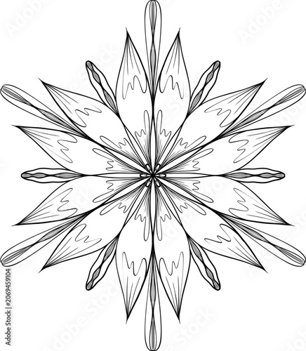 Symmetrical Vector Floral Linear Element
