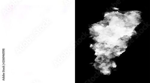 Foto Atmospheric white smoke plume on black background, ethereal steam cloud texture,