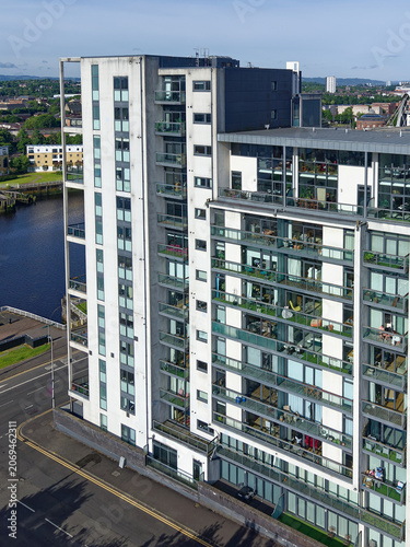 Modern high rise student flats in Glasgow