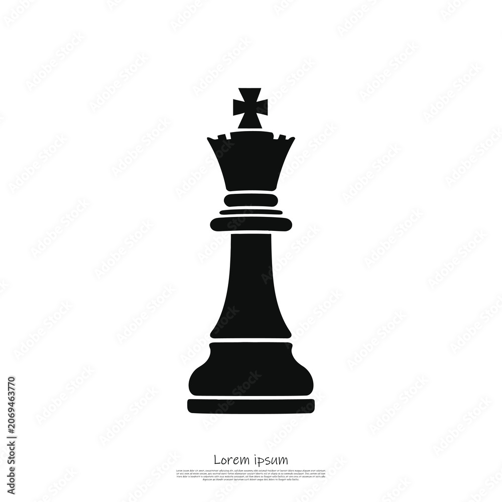 Fototapeta premium Black Chess King Piece on Transparent Background Symbol of Strategy Silhouette