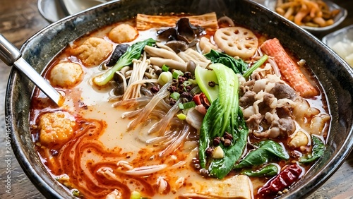 마라탕, 마라샹궈 볶음 요리 한접시 클로즈업A close-up of a plate of Mala Xiang Guo stir-fry