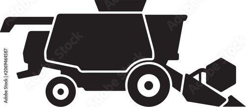 Cuadro en lienzo Black combine harvester, agricultural machinery, farming equipment, tractor icon