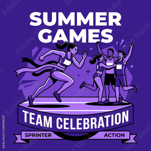 Summer Games Team Celebration Sprinter Action Winning Celebration Competition Victory Sprinting